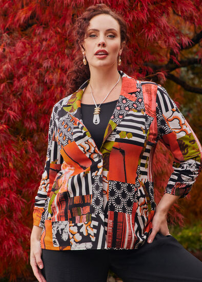 Plus Size Relax Print Ponte Blazer