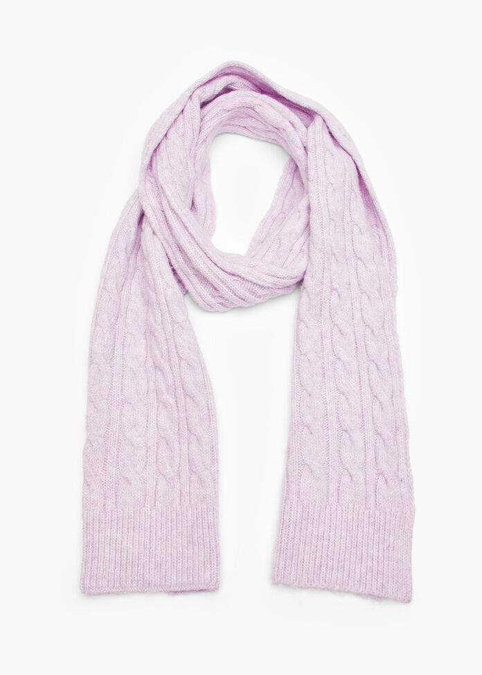 Mottled Cable Knit Scarf, , hi-res