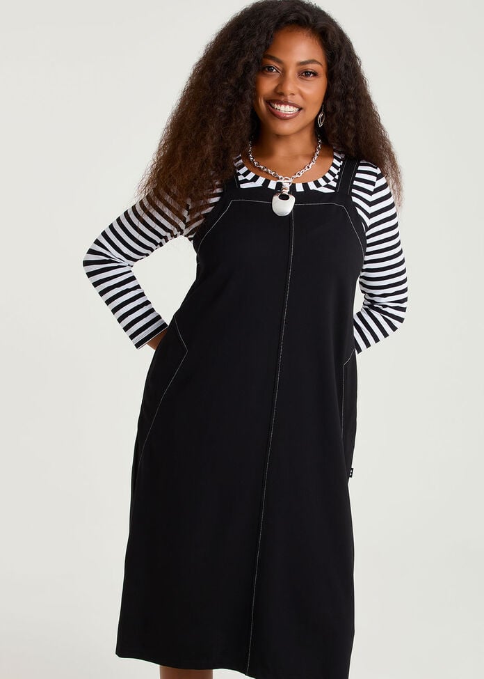 Ponte Stitch Pinafore Dress, , hi-res