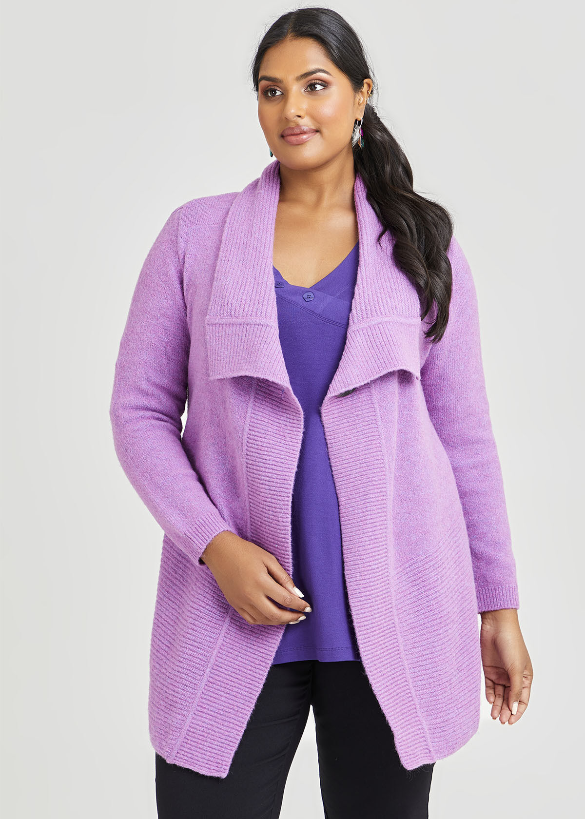 plus size shawl collar cardigan