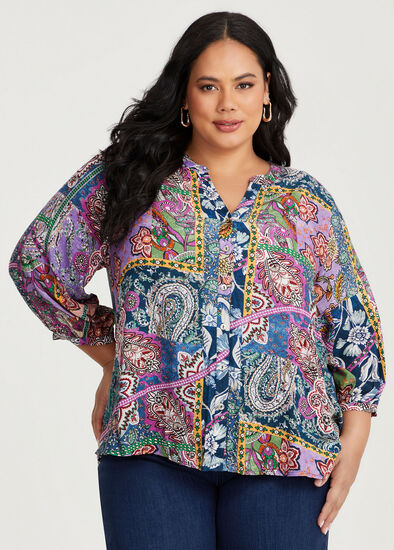Plus Size Kathryn Paisley Jacobean Top