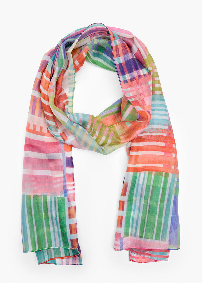 Light Check Silk Scarf, , hi-res