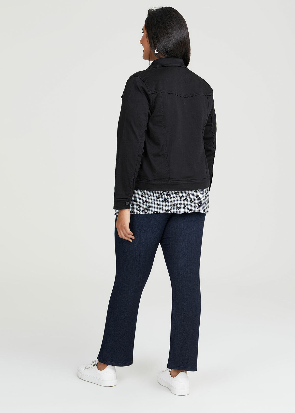 Shop Plus Size Coloured Classic Denim Jacket in Black Sizes 12