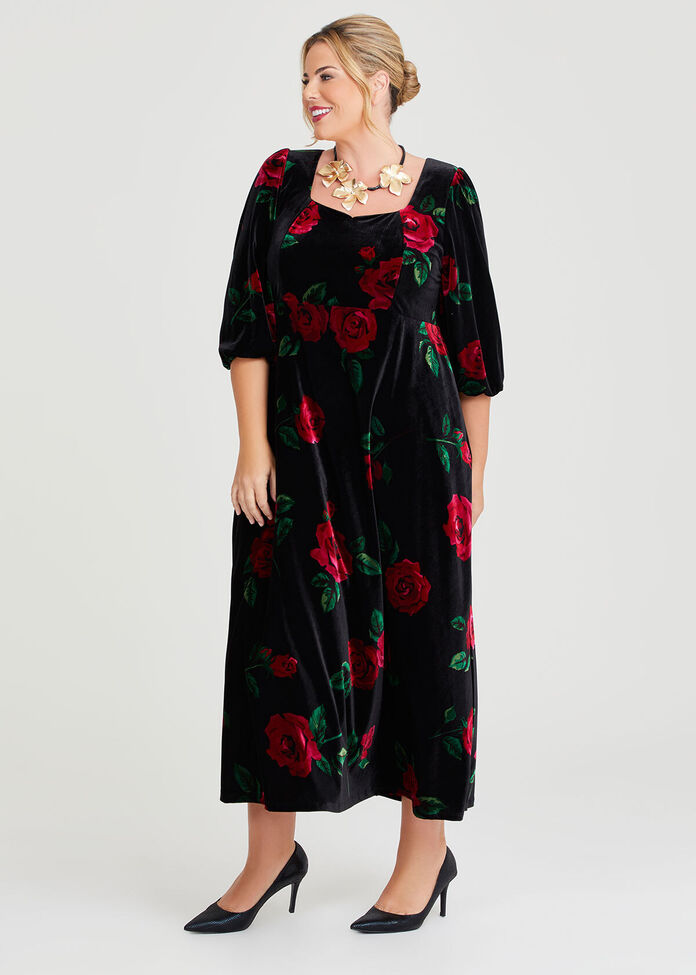 Rose Velvet Event Dress, , hi-res