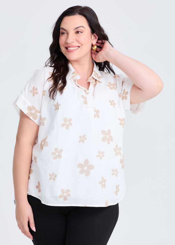 Cotton Twill Foiled Print Top main image 1