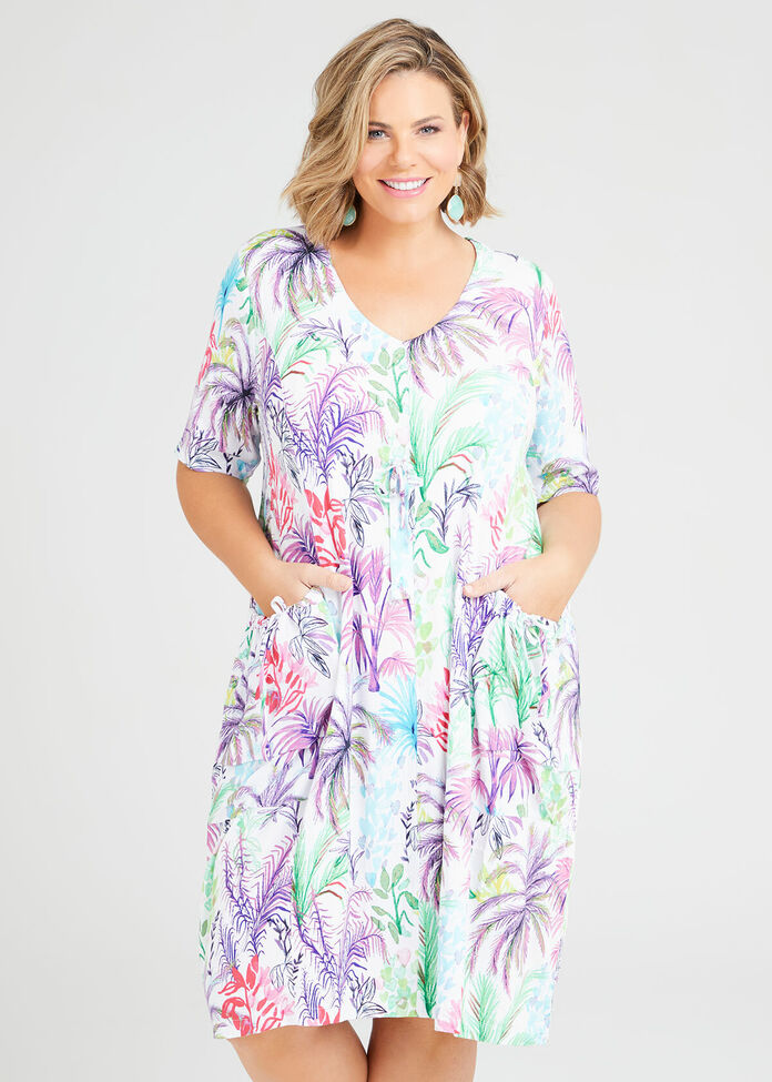 Shop Plus Size Botanic Natural Dress in Print Taking Shape AU