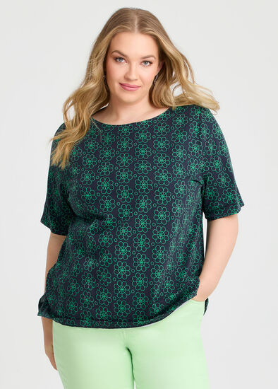 Plus Size Cotton Flower Print T-shirt