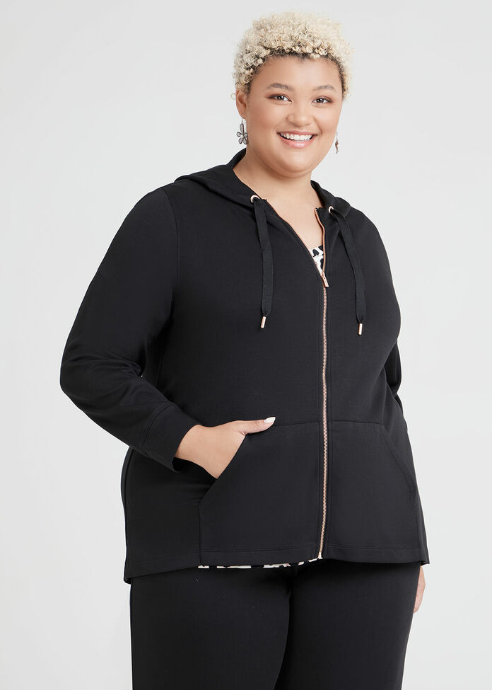 Relaxed Zip Through Hoodie, , hi-res