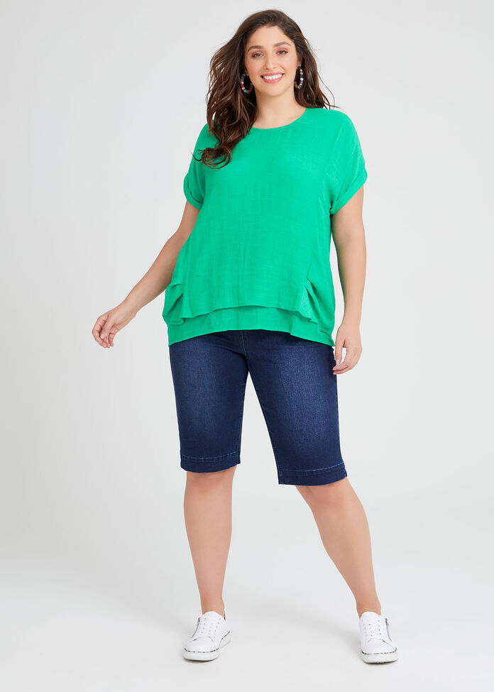 Organic Denim Pull On Short, , hi-res