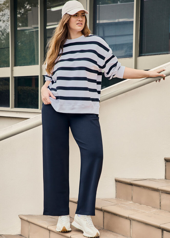 Cotton Linear Stripe Sweatshirt, , hi-res