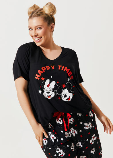 Plus Size Mickey & Minnie Star Pyjama Top