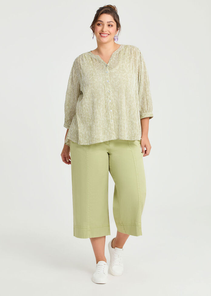 Lyocell Wide Leg Crop Pant, , hi-res