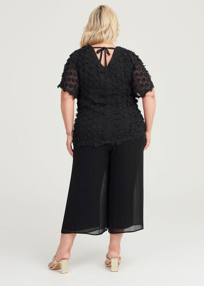 Shop Plus Size Falling Petal Short Sleeve Top in Black | Taking Shape AU