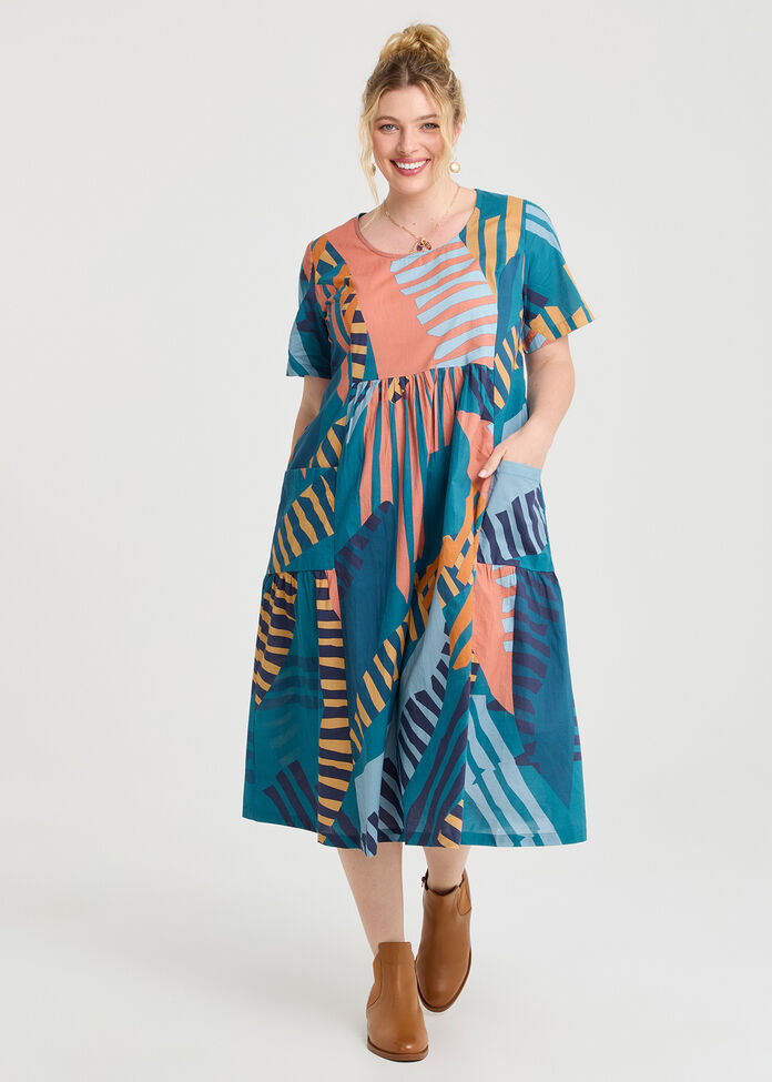 Cotton Pocket Midi Dress, , hi-res