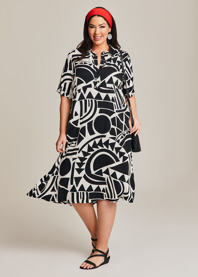 Plus Size Natural Graphic Print Dress