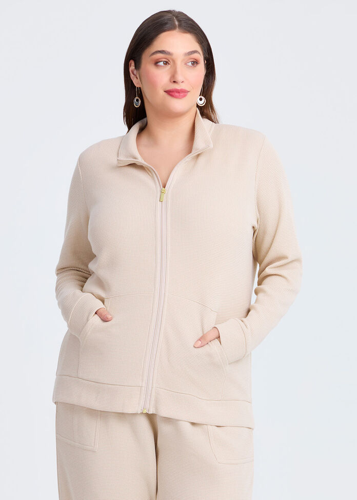 Waffle Casual Jacket, SAND, hi-res
