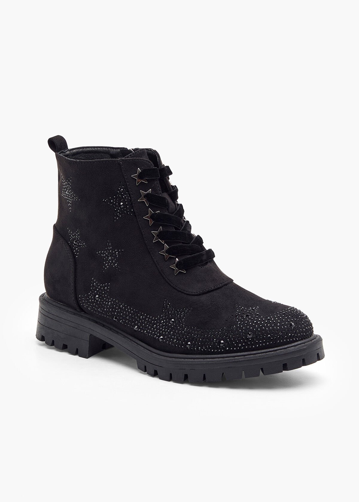 Shop Plus Size Star Bling Biker Boot in Black Sizes 12 30 Taking Shape NZ