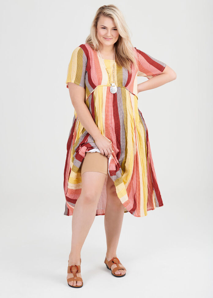 Cotton Tribal Stripe Dress, , hi-res