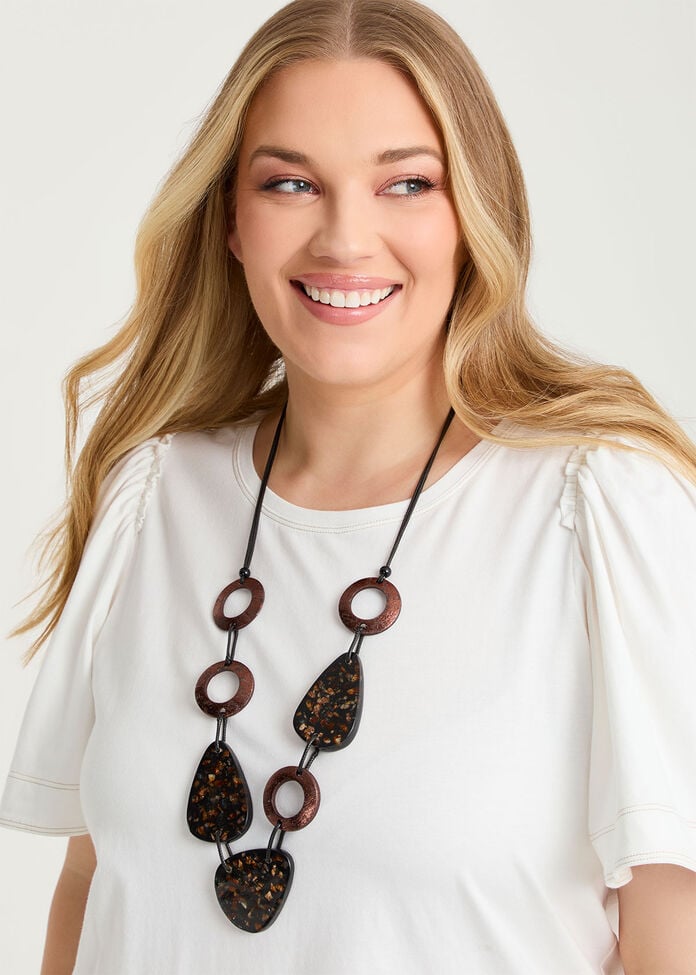 Abstract Bead Resin Necklace, , hi-res