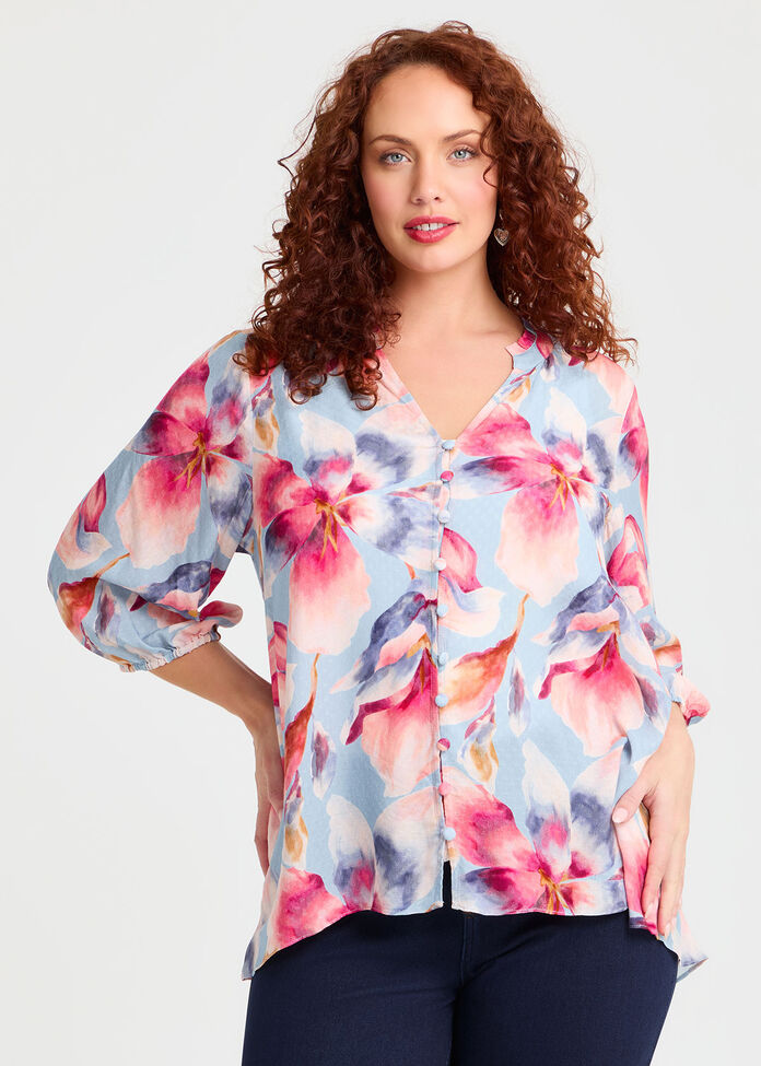 Natural Bloom Print Top, PRINT, hi-res