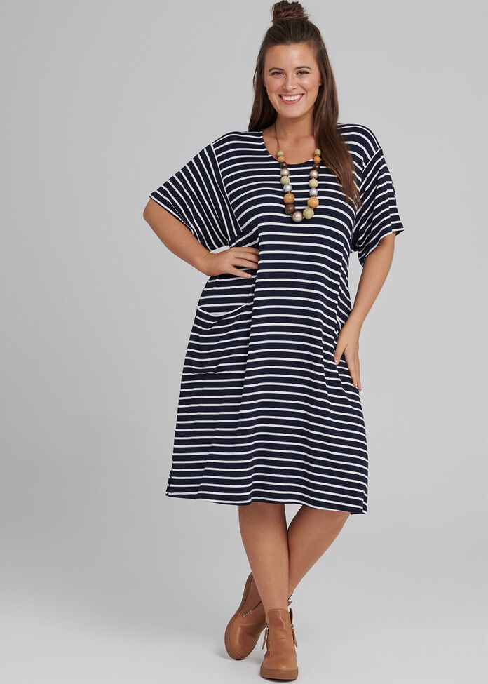 Extended Stripe Dress, , hi-res