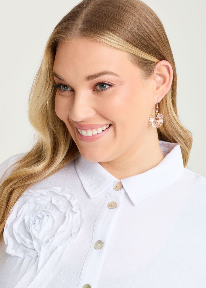 Roses Enamel Disc Earrings, , hi-res