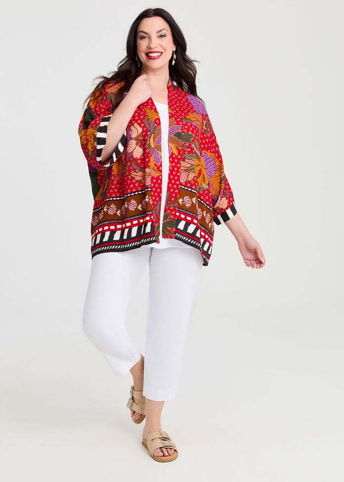 Natural Nova Abstract Kimono, , hi-res