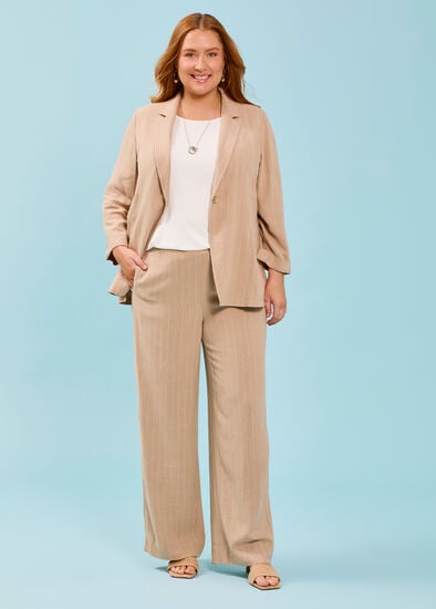 Plus Size Bienne Natural Pinstripe Pant