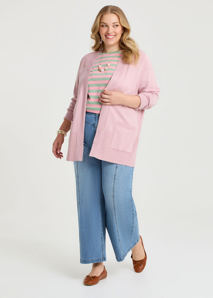 Natural Rib Detail Long Cardigan, , hi-res