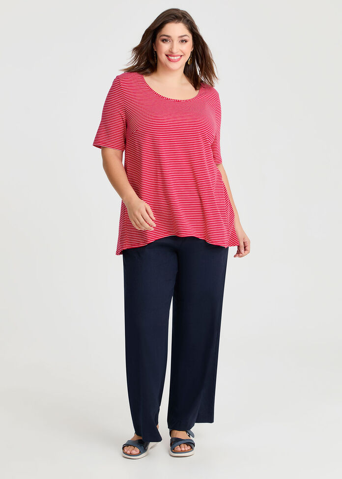 Scoop Neck Stripe T-shirt, , hi-res