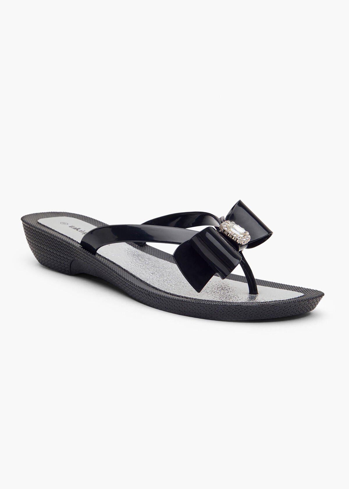 Shop Bling Bow Flip Flop Jelly Comfortable Shoes Taking Shape AU