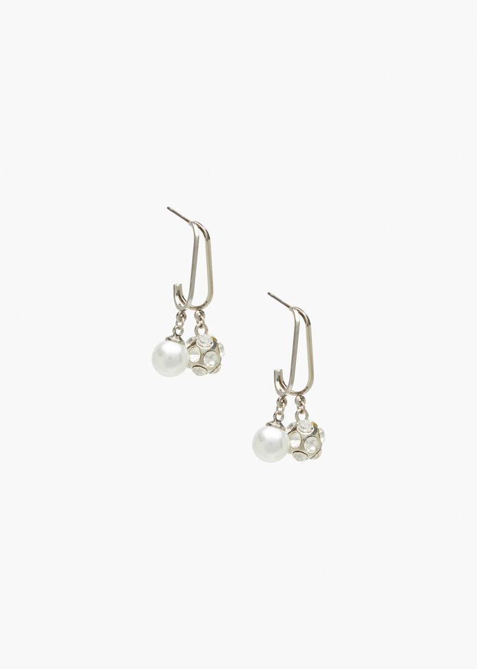 Diamante & Pearl Earrings, , hi-res