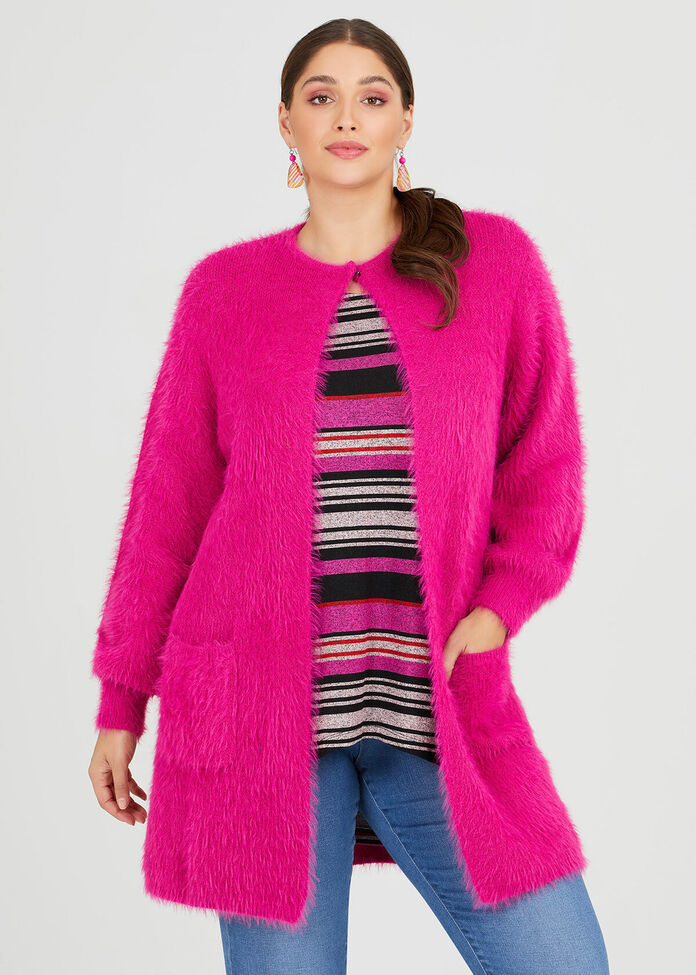 Shop Plus Size Sophia Fluffy Cardigan in Pink | Sizes 12-30 | Taking ...