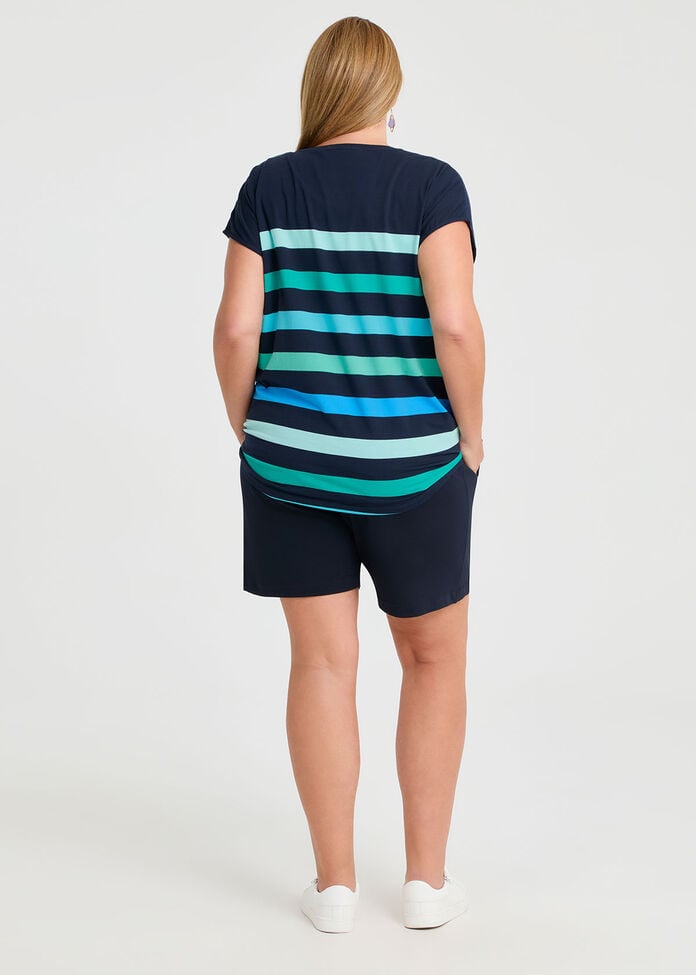 Cotton Mix Stripe Top, , hi-res
