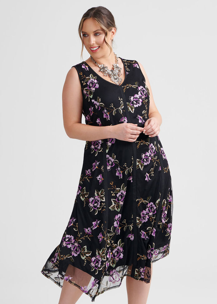 Shop Plus Size Embroidery Mesh Dress in Purple | Taking Shape AU