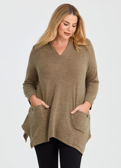 Plus Size Button Detail Snug Tunic