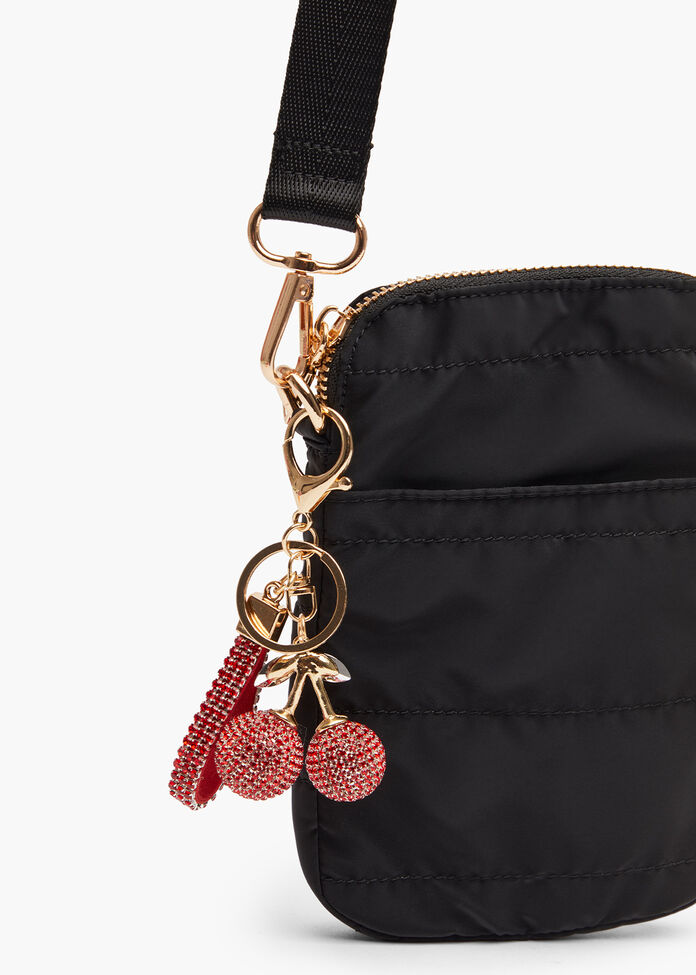 Bling Cherry Bag Charm, , hi-res