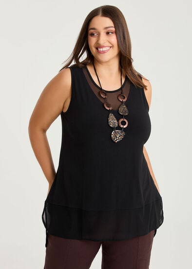 Plus Size Mesh Trim Luna Tank