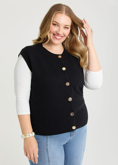 Plus Size Button Through Vest