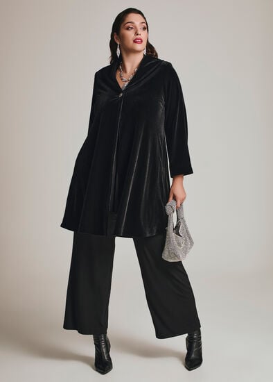 Plus Size Luxe Velvet Opera Swing Coat