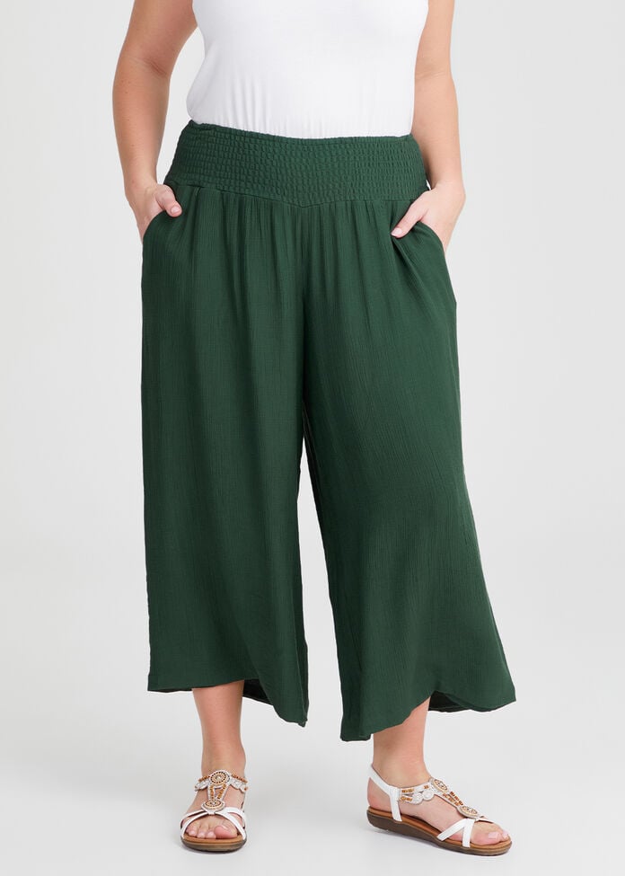 Shirred Waist Wide Leg Pant, , hi-res