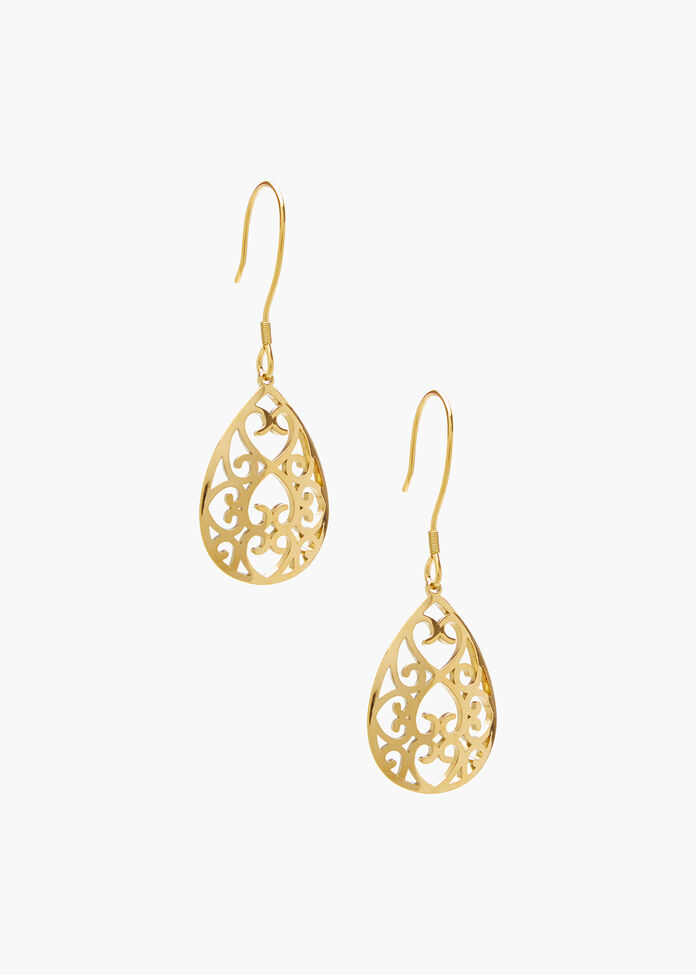 Gold Plated Filigree Earrings, , hi-res
