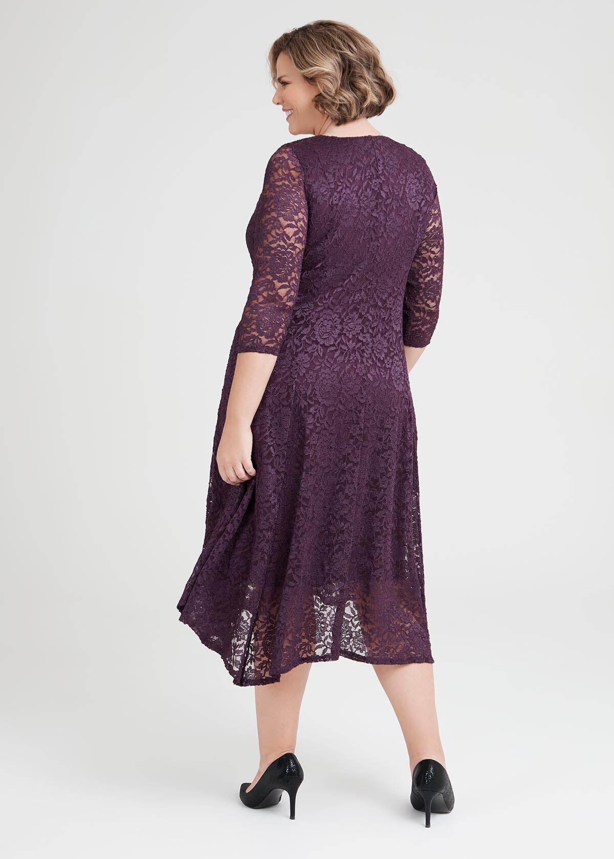 Purple lace cocktail dress top