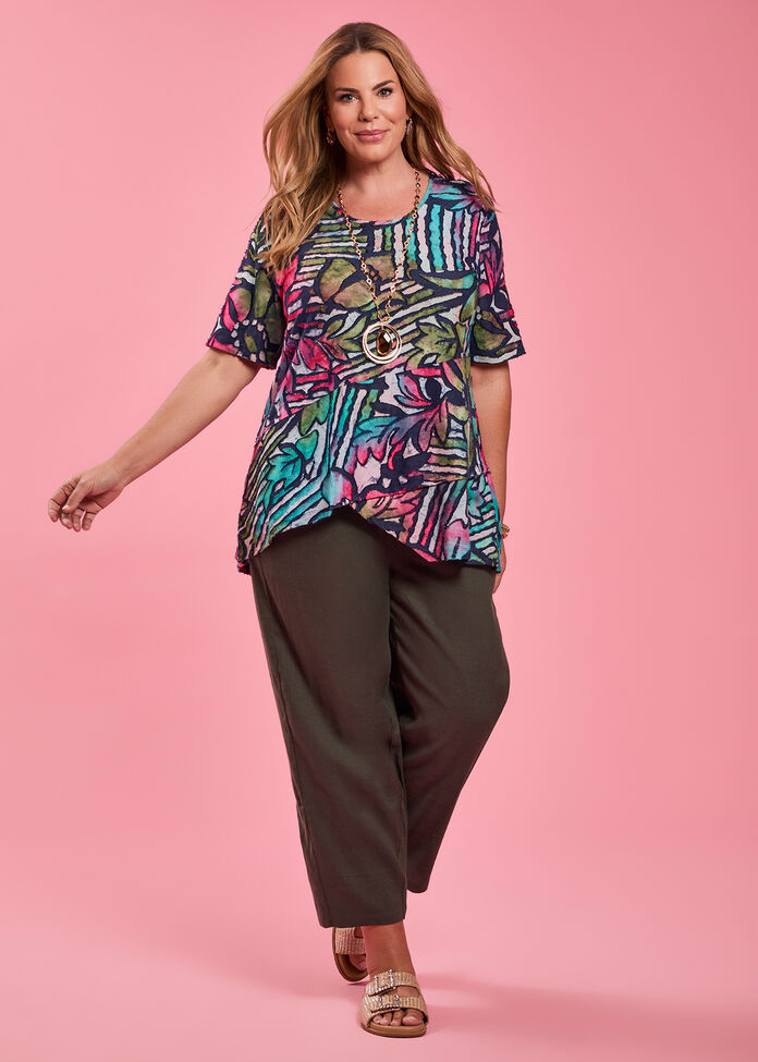 Stripe Floral Burnout Top, , hi-res
