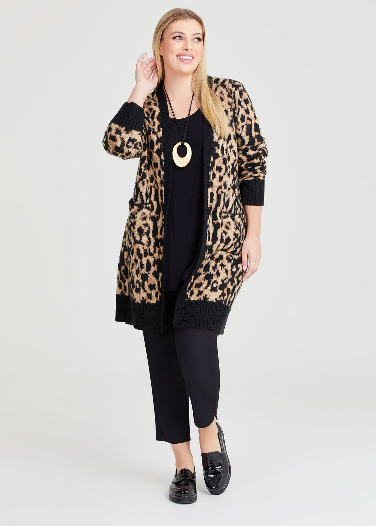 Leopard print longline cardigan top