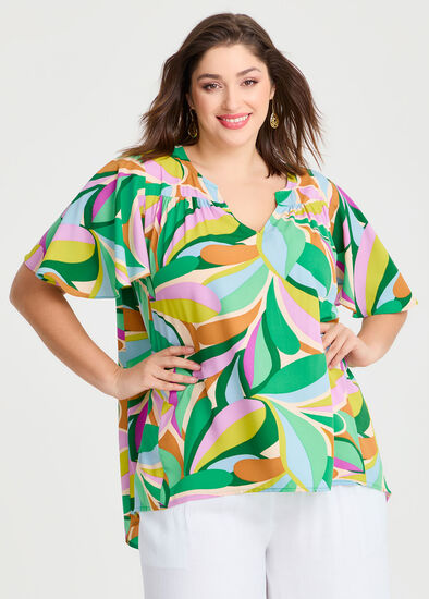 Plus Size Flutter Sleeve Top