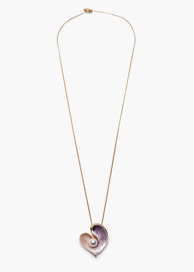 Plus Size Pearl Heart Enamel Necklace