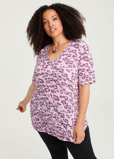 Plus Size Crushed Animal Print Top