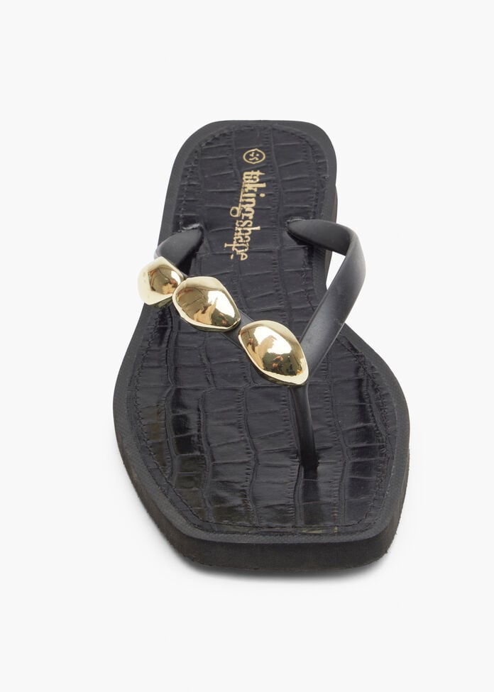 Trim Detail Flip Flop, BLACK, hi-res