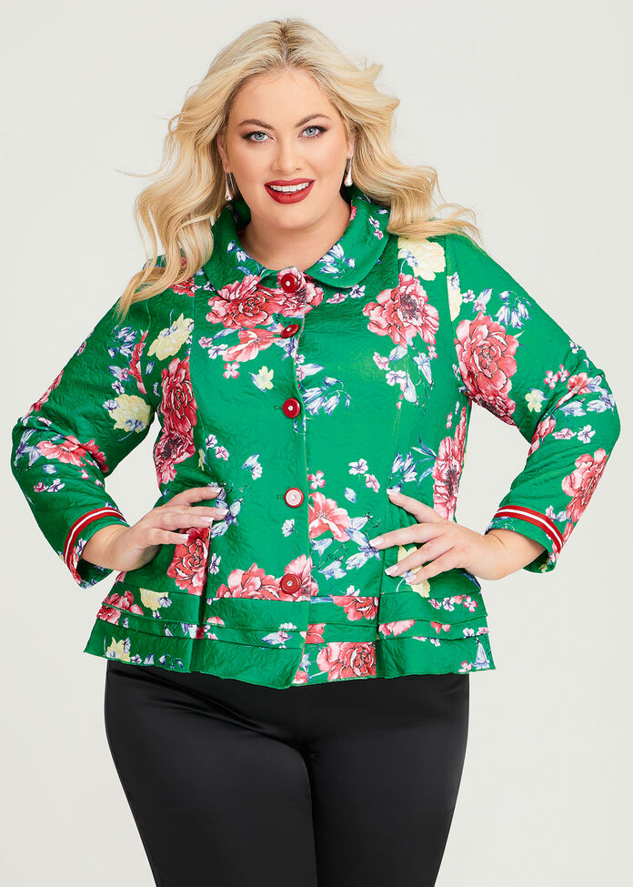 Shop Plus Size Floral Jacquard Knit Jacket in Multi | Taking Shape AU